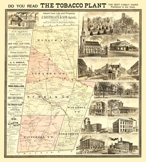 Vintage Map of Durham County, North Carolina 1887