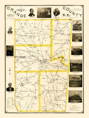 Vintage Map of Orange County, North Carolina 1891