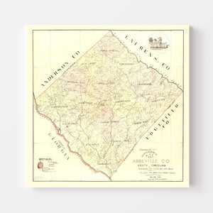 Vintage Map of Abbeville County, South Carolina 1895