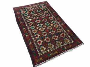 3x5 Vintage Handmade Wool Rug Tribal Turkoman Balouch Prayer Rug Organic Dyes