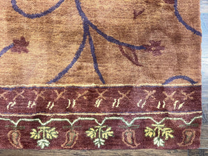 Pottery Barn Rug 5x8, Vintage Hand Tufted Carpet, Wool and Silk, Rust & Maroon