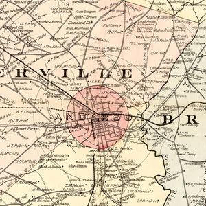 Vintage Map of Anderson County, South Carolina 1897