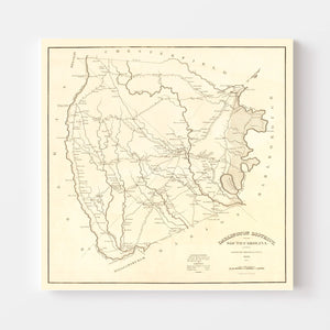 Vintage Map of Darlington District County, South Carolina 1825