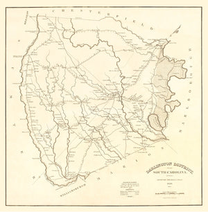 Vintage Map of Darlington District County, South Carolina 1825