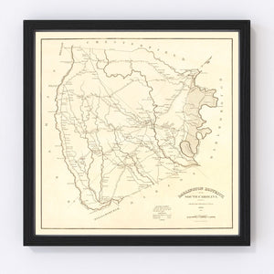 Vintage Map of Darlington District County, South Carolina 1825