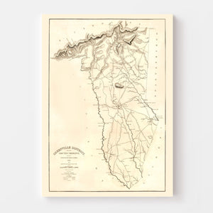 Vintage Map of Greenville District County, South Carolina 1825