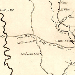 Vintage Map of Greenville District County, South Carolina 1825