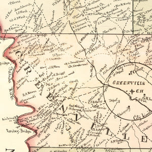 Vintage Map of Greenville County, South Carolina 1882