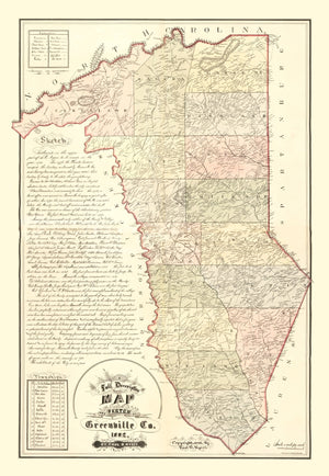 Vintage Map of Greenville County, South Carolina 1882