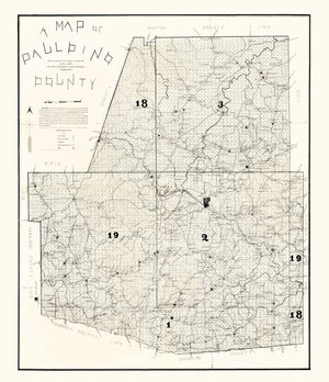 Vintage Map of Paulding County, Georgia 1896