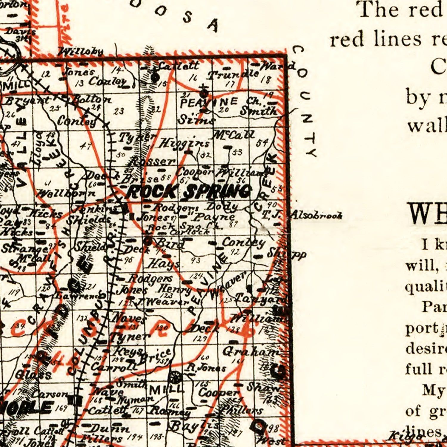Vintage Map of Walker County, Georgia 1893