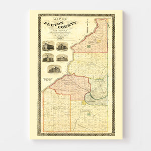 Vintage Map of Fulton County, Georgia 1872
