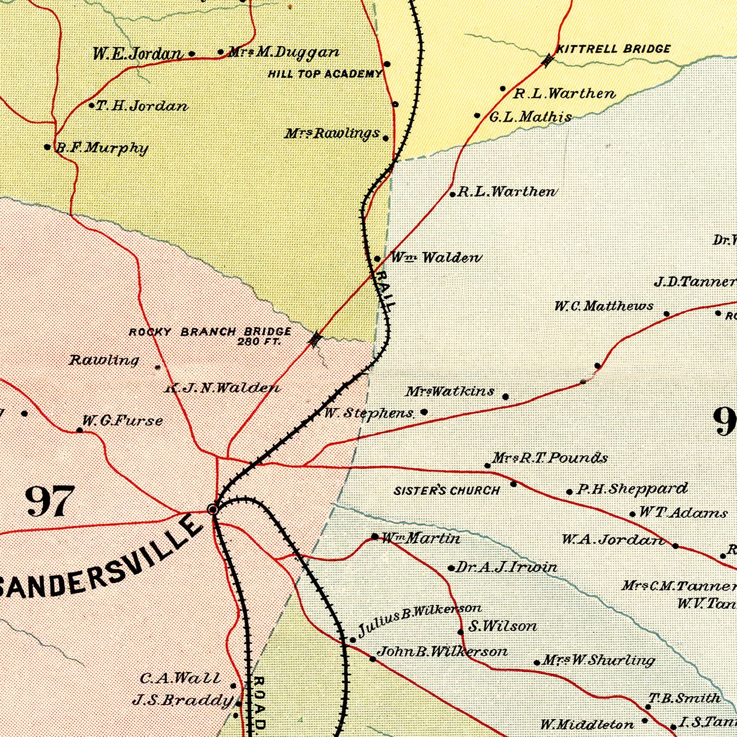 Vintage Map of Washington County, Georgia 1897