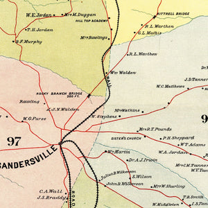 Vintage Map of Washington County, Georgia 1897