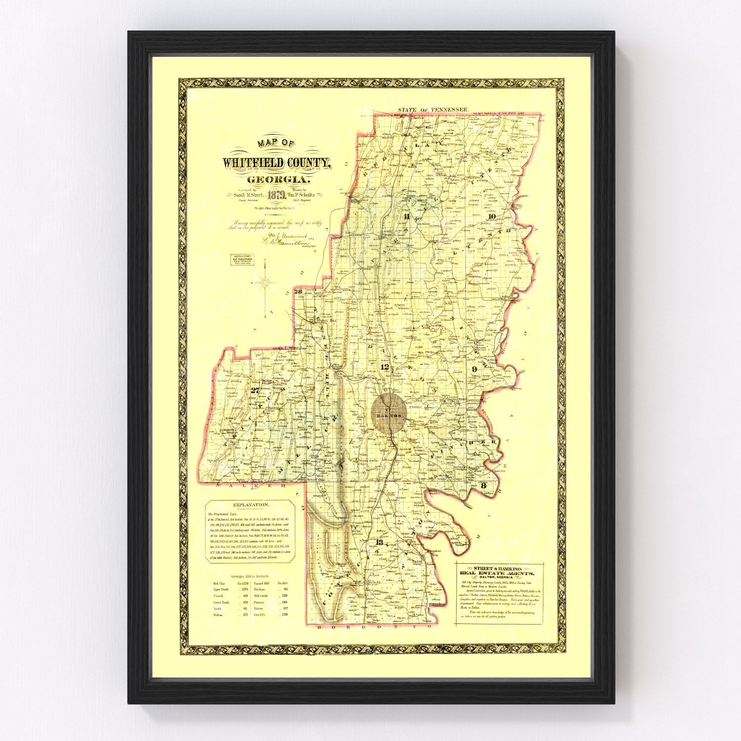Vintage Map of Whitfield County, Georgia 1879