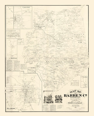 Vintage Map of Barren County, Kentucky 1879
