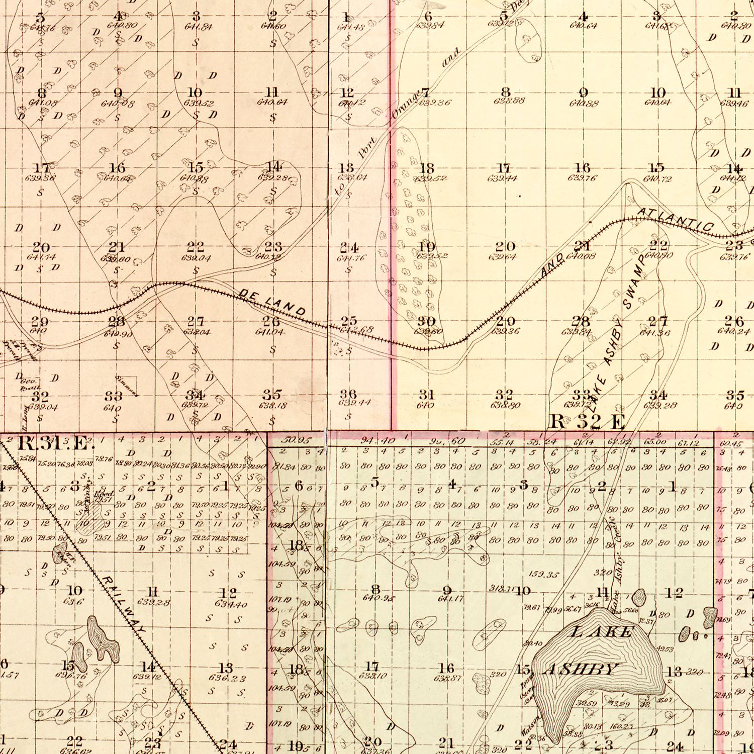 Vintage Map of Volusia County, Florida 1879