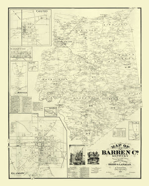Vintage Map of Barren County, Kentucky 1879