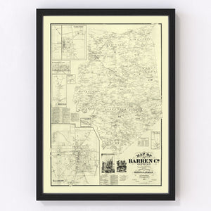 Vintage Map of Barren County, Kentucky 1879