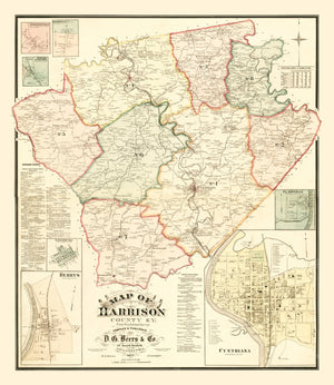 Vintage Map of Harrison County, Kentucky 1877