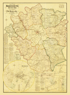 Vintage Map of Madison County, Kentucky 1876