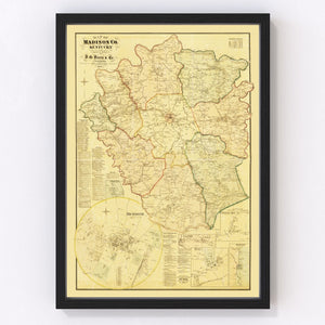 Vintage Map of Madison County, Kentucky 1876