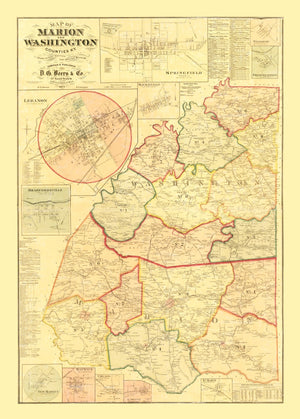 Vintage Map of Marion County, Kentucky 1877