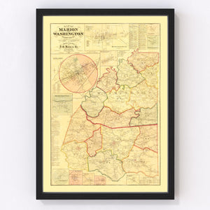 Vintage Map of Marion County, Kentucky 1877