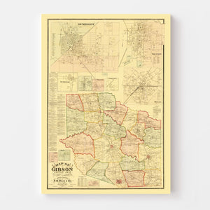 Vintage Map of Gibson County, Tennessee 1877