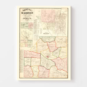 Vintage Map of Madison County, Tennessee 1877