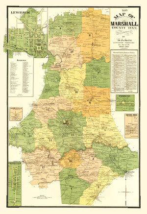 Vintage Map of Marshall County, Tennessee 1899