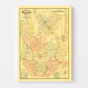 Vintage Map of Warren County, Kentucky 1877