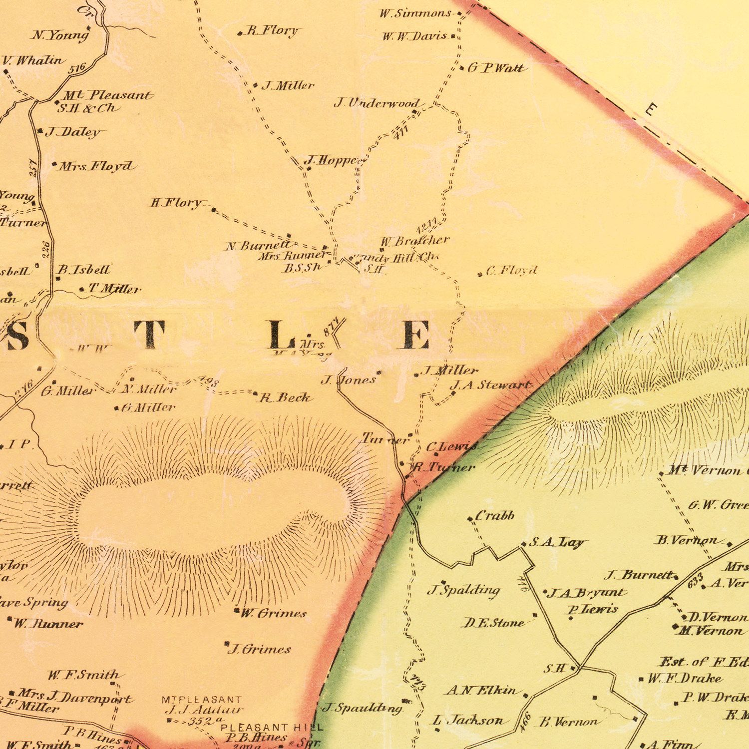 Vintage Map of Warren County, Kentucky 1877