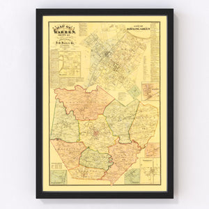 Vintage Map of Warren County, Kentucky 1877
