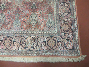 6' X 6' Vintage Handmade Fine Indian Silk Rug Kashmir Square Nice