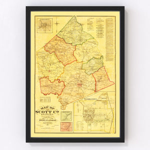 Vintage Map of Scott County, Kentucky 1879