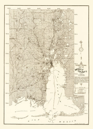 Vintage Map of Mobile County, Alabama 1895