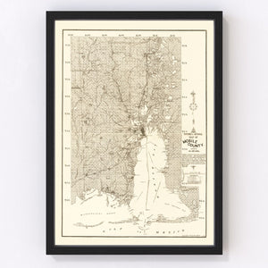 Vintage Map of Mobile County, Alabama 1895