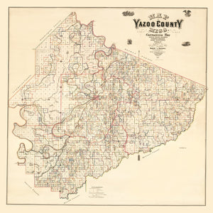 Vintage Map of Yazoo County, Mississippi 1874