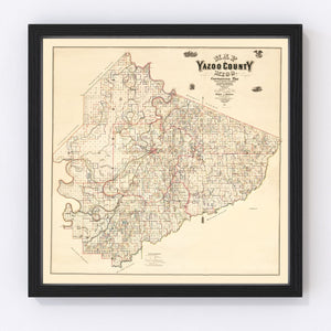 Vintage Map of Yazoo County, Mississippi 1874