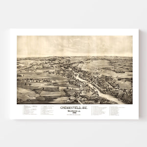 Vintage Map of Cherryfield, Maine 1896