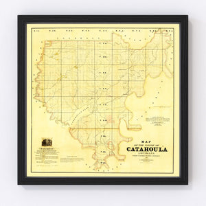 Vintage Map of Catahoula Parish, Louisiana 1860