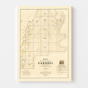 Vintage Map of Carroll Parish, Louisiana 1860