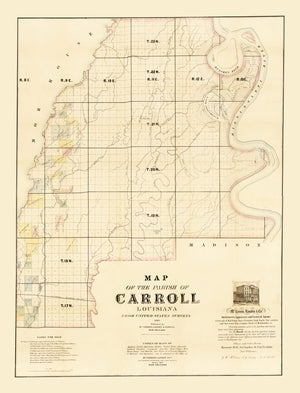 Vintage Map of Carroll Parish, Louisiana 1860