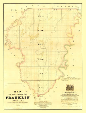 Vintage Map of Franklin Parish, Louisiana 1860