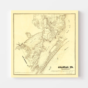Vintage Map of Aransas County, Texas 1880