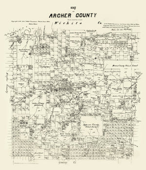 Vintage Map of Archer County, Texas 1879