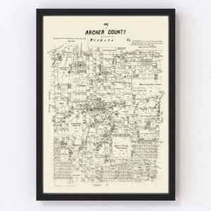 Vintage Map of Archer County, Texas 1879