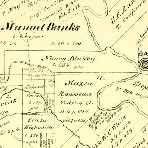 Vintage Map of Bastrop County, Texas 1879