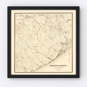Vintage Map of Brazoria County, Texas 1877